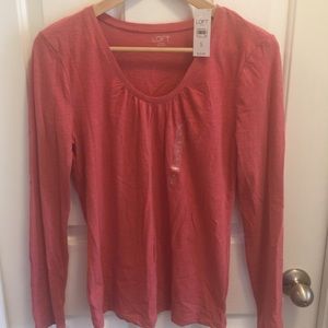 NWT LOFT Outlet Scoopneck Pink Long Sleeve T-shirt